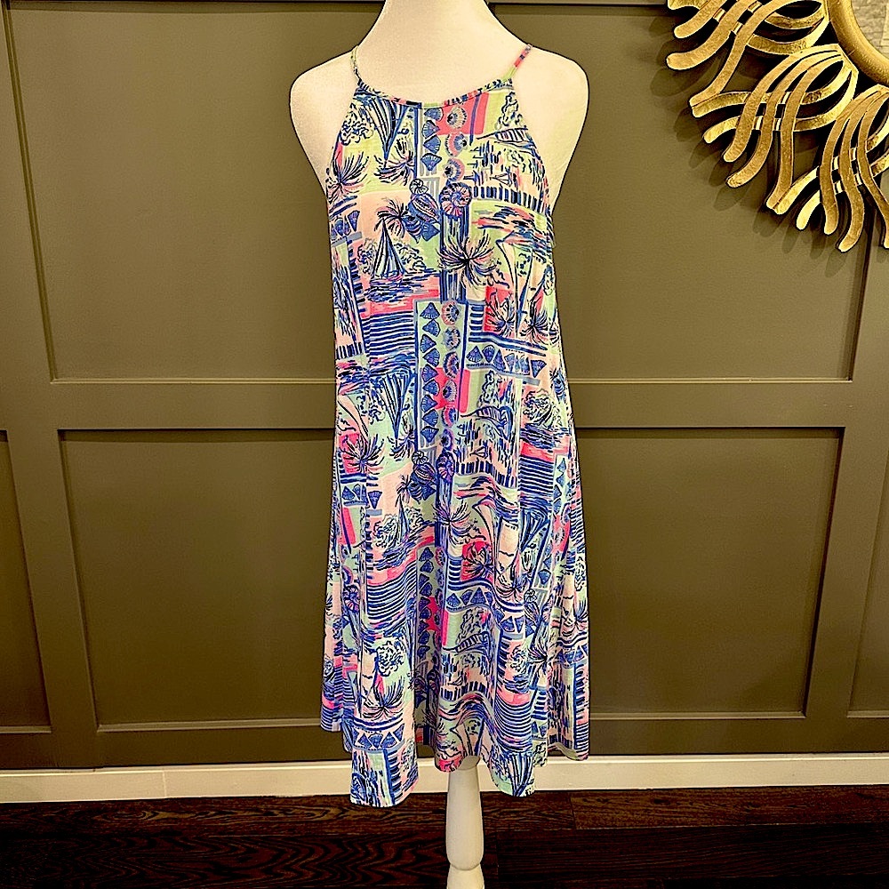 LILLY PULITZER MARGOT Dress Whisper Blue Yea Buoy sz small